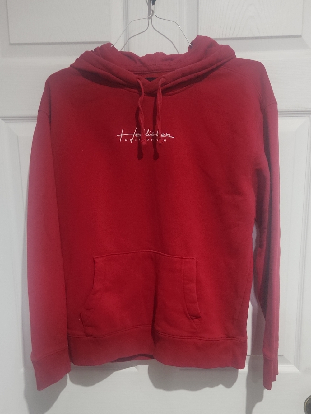 Hollister Red Pullover Hoodie with Script Label